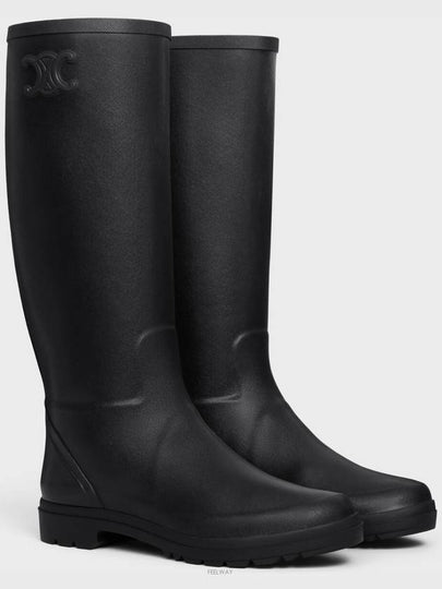 Logo Patch Natural Rubber High Rain Boots Black - CELINE - BALAAN 2