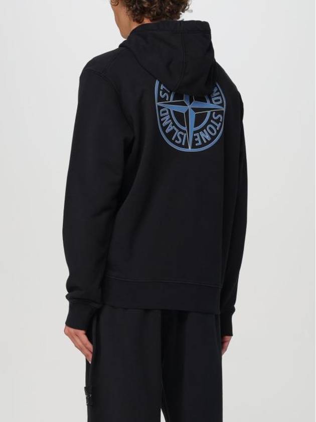 Logo Print Cotton Hoodie Black - STONE ISLAND - BALAAN 3