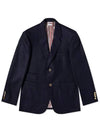 Shetland Wool Single Vent Sport Coat Navy - THOM BROWNE - BALAAN 4