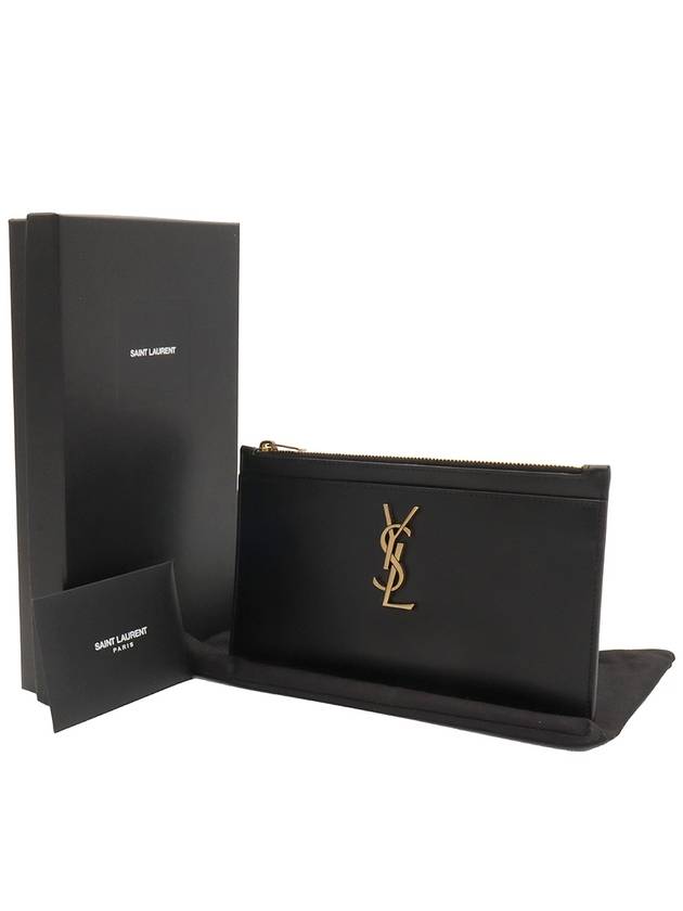 Black Smooth Calfskin Gold Monogram Bill Pouch 636316 - SAINT LAURENT - BALAAN 3