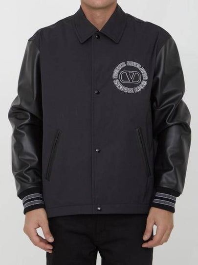 V Logo Nylon Bomber Jacket Black - VALENTINO - BALAAN 2