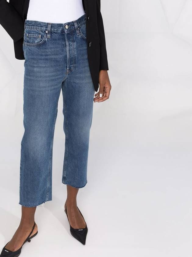 High Waist Cropped Straight Jeans Blue - TOTEME - BALAAN 4