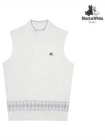 Women s Full Edition Hotfix Point Argyle Vest 2022LBVR WHITE - BLACK&WHITE - BALAAN 1