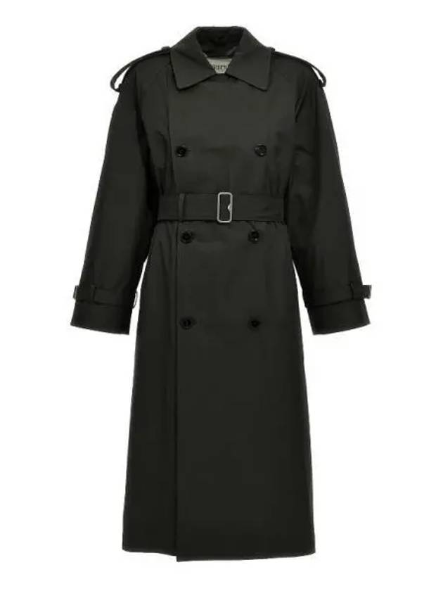 Long Gabardine Trench Coat Black - BURBERRY - BALAAN 2