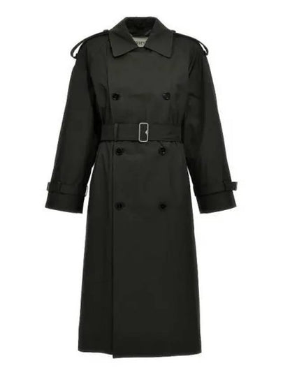 Long Gabardine Trench Coat Black - BURBERRY - BALAAN 2