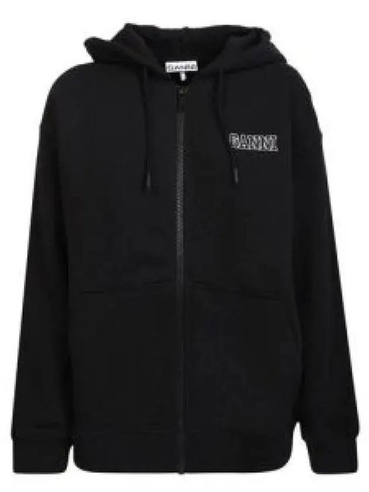 Logo Zip-Up Hoodie Black - GANNI - BALAAN 2