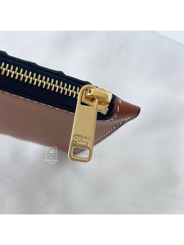 Triomphe Canvas Lambskin Zipper Compact Card Wallet Tan - CELINE - BALAAN.