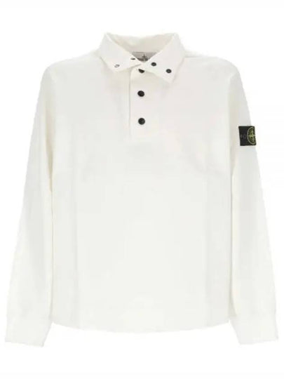 Compass Patch Cotton Fleece Polo Knit Top White - STONE ISLAND - BALAAN 2