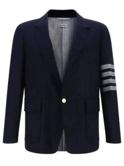 4 Bar Stripe Single Breasted Wool Jacket Navy - THOM BROWNE - BALAAN 2