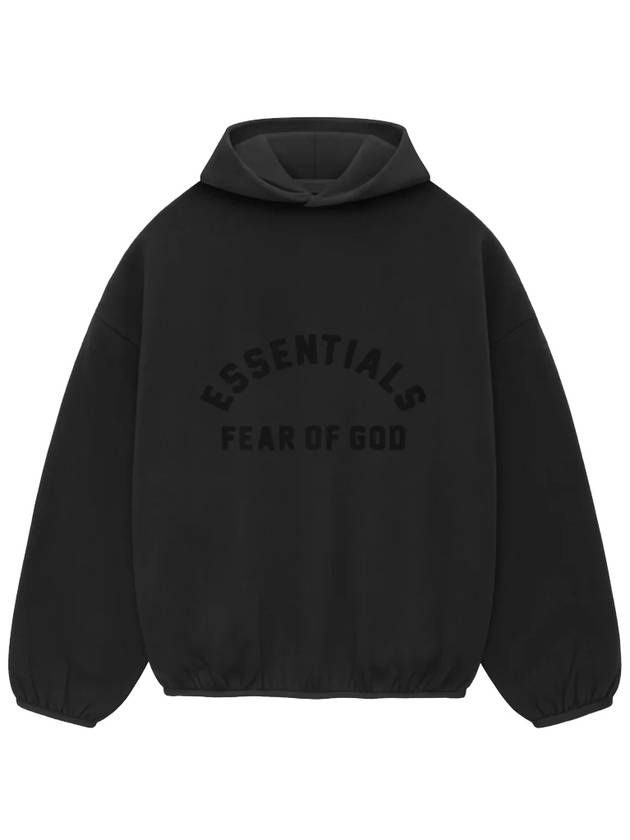 Logo Appliqued Fleece Hoodie Black - FEAR OF GOD ESSENTIALS - BALAAN 5