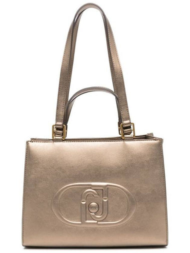 Liu Jo Gold Faux Leather Handbag With Engraved Logo - LIU JO - BALAAN 1