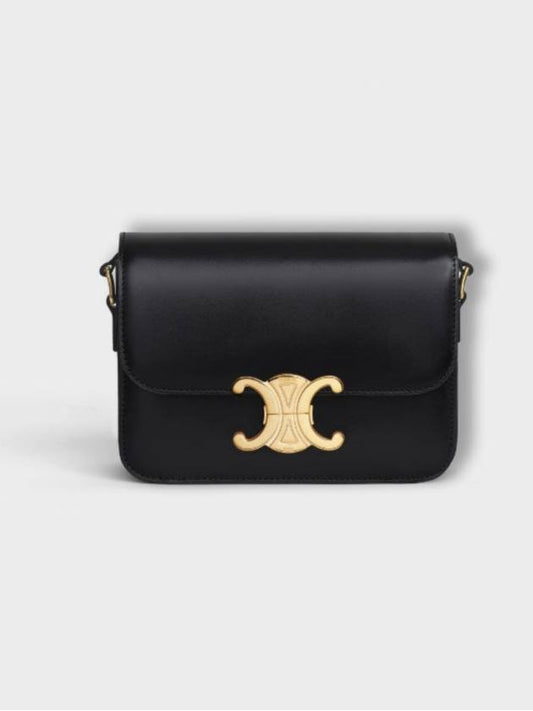 Teen Triomphe Shiny Calfskin Cross Bag Black - CELINE - BALAAN 2