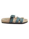 Chypre Suede Shearling Sandals Blue - HERMES - BALAAN.