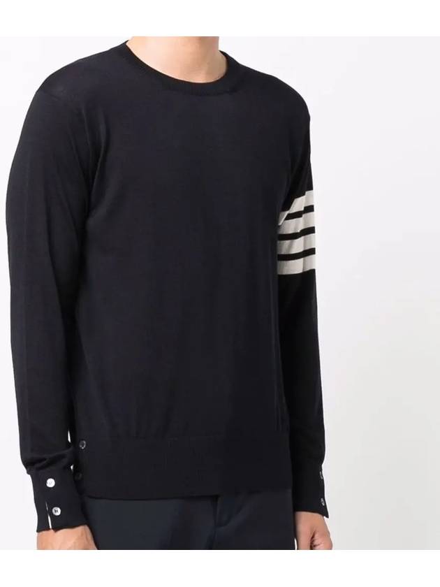 4 Bar Armband Classic Merino Wool Knit Top Navy - THOM BROWNE - BALAAN 4