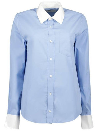 Classic Poplin Long Sleeve Shirt Blue - AMI - BALAAN 1