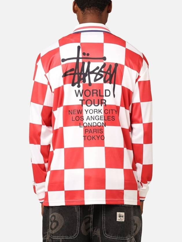 AU Australia Football Polo Long Sleeve T Shirt ST0M0476 White Red Check MENS S - STUSSY - BALAAN 2