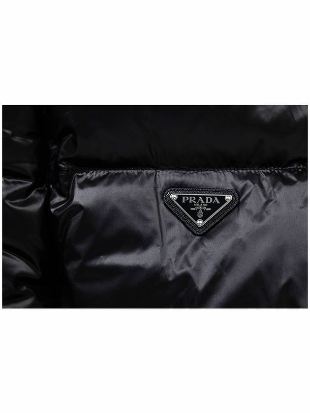 Triangle Logo Down Hoodie Padded Jacket Black - PRADA - BALAAN 6