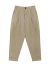 Carrot Fit Cotton Crop Baggy Pants Beige - AMI - BALAAN.