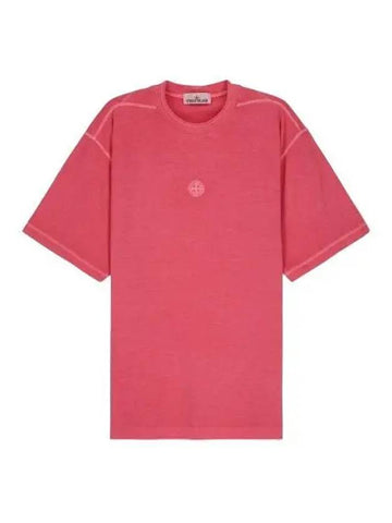 Logo embroidered short sleeve t shirt cyclamen - STONE ISLAND - BALAAN 1