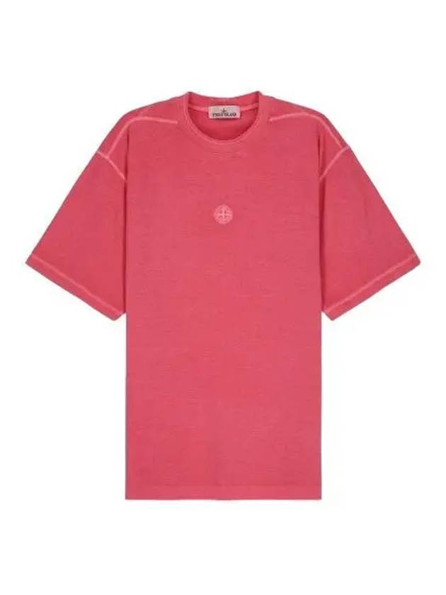 Logo embroidery short sleeve t shirt Cyclamen - STONE ISLAND - BALAAN 1