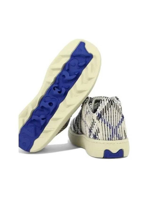 Box Checked Knit Low-Top Sneakers Blue - BURBERRY - BALAAN 6