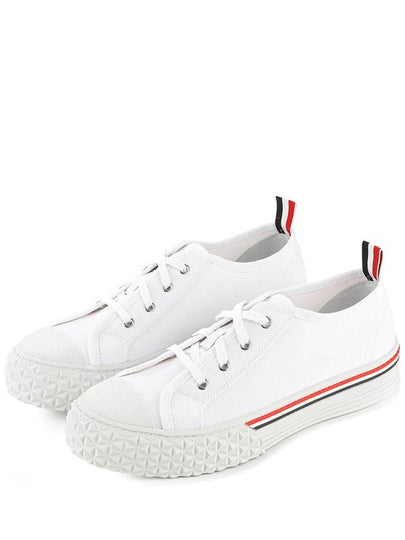 Striped Trim Lace-up Low Top Sneakers White - THOM BROWNE - BALAAN 2