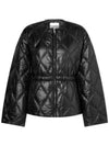 Shiny Quilted Zip-Up Jacket Black - GANNI - BALAAN 2