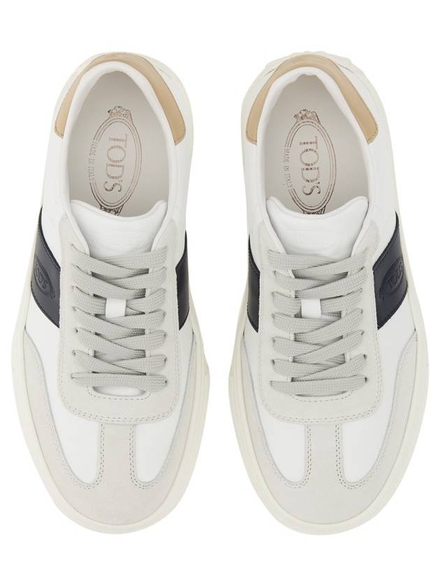 Leather Suede Low Top Sneakers White Black - TOD'S - BALAAN 2