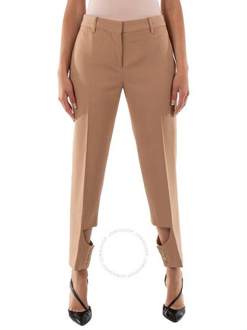 Burberry Ladies Dark Biscuit Cut Out Detail Trousers, Brand Size 8 (US Size 6) - BURBERRY - BALAAN 1