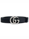 GG Marmont Leather Belt Black - GUCCI - BALAAN 2