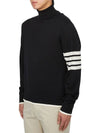 4 Bar Relaxed Fit Fine Merino Wool Turtle Neck Black - THOM BROWNE - BALAAN 3