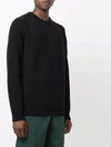 Men's Waffen Patch Round Neck Knit Top Black - STONE ISLAND - BALAAN 5