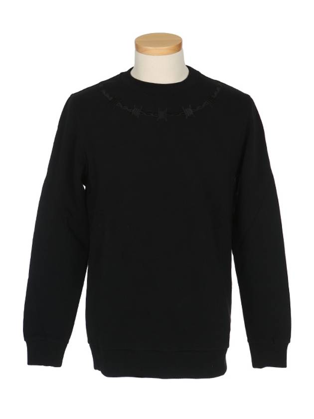 7220 653 001 Black neck thorn crown embroidery sweatshirt - GIVENCHY - BALAAN 1