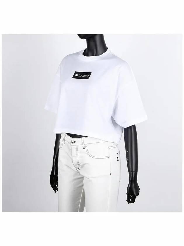 Embroidered Logo Short Sleeve T-Shirt White - MIU MIU - BALAAN 3