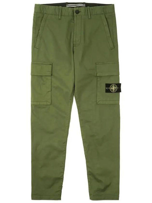 Wappen Patch Cargo Straight Pants Olive - STONE ISLAND - BALAAN.