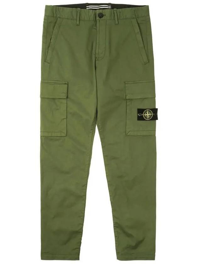 Logo Patch Cargo Cotton Straight Pants Olive - STONE ISLAND - BALAAN 1