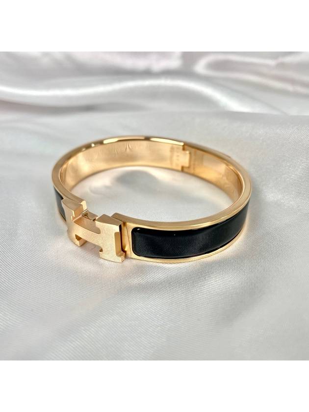 Clic H Bracelet Rose Gold Noir - HERMES - BALAAN 3