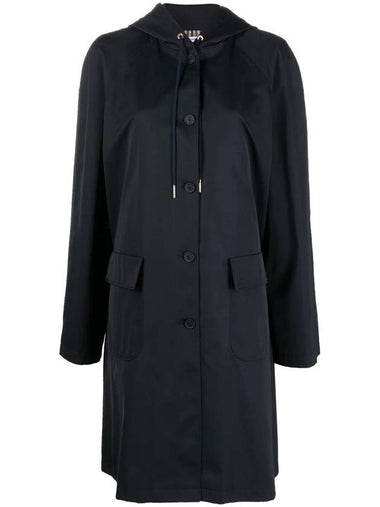 Women's Nylon Tech Hooded Parka Navy - THOM BROWNE - BALAAN 1