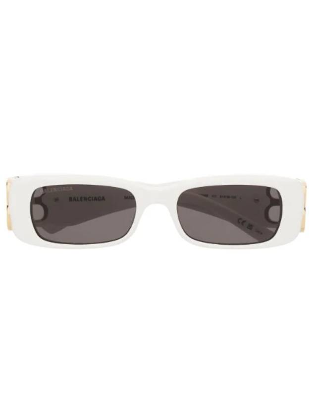 Eyewear Dynasty Rectangular Frame Sunglasses White Gold Grey - BALENCIAGA - BALAAN 1