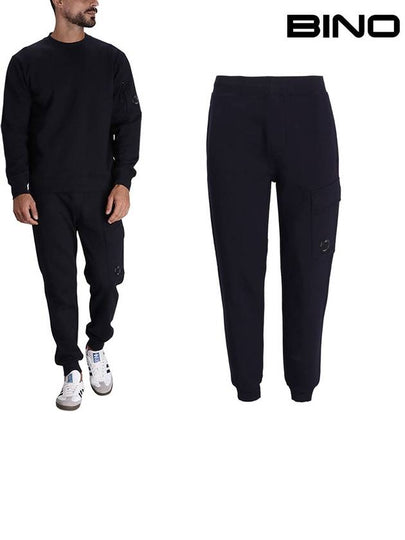 Diagonal Raised Fleece Track Pants Black - CP COMPANY - BALAAN 2