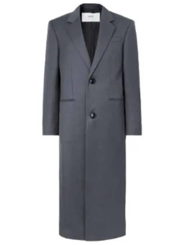 Two Button Wool Single Coat Stone Grey - AMI - BALAAN 2