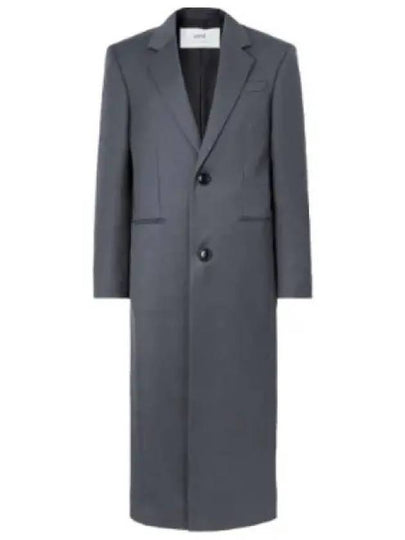 Two Button Wool Single Coat Stone Grey - AMI - BALAAN 2