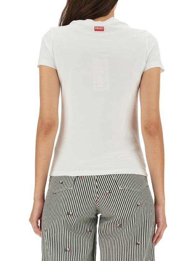 Women's Tiger Logo Pixel Short Sleeves T-Shirt White - KENZO - BALAAN 4