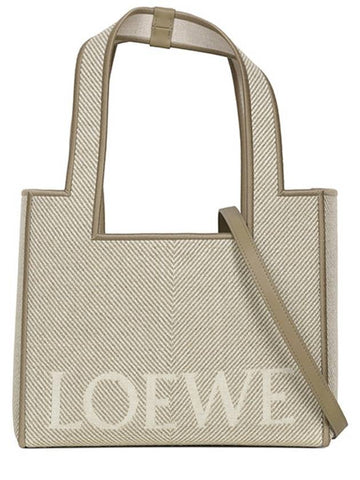 Ecru Jacquard Font Large Canvas Tote Bag ALF1B61X11 2370 - LOEWE - BALAAN 1