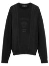 Embroidered Logo Cable Knit Top Black - VERSACE - BALAAN 2