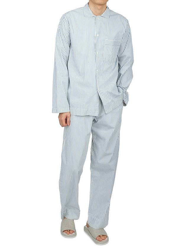 Poplin Pajamas Long Sleeve Shirt Blue Stripes - TEKLA - BALAAN 6