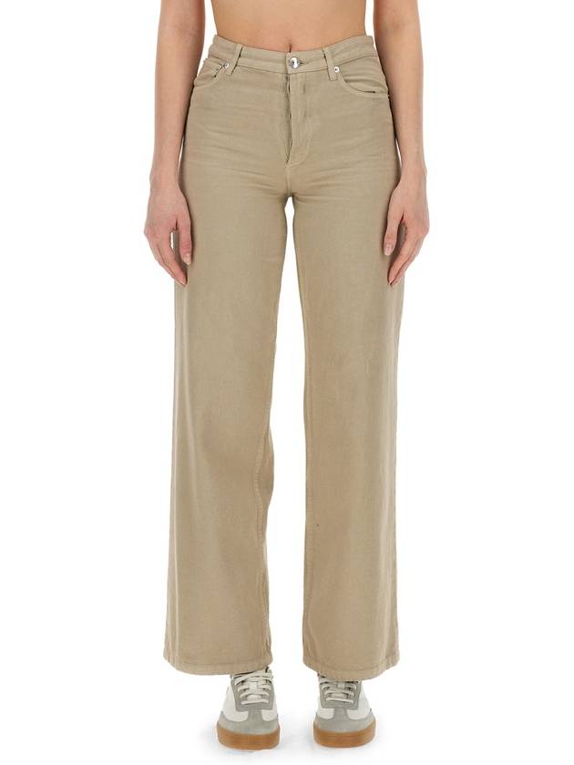 Regular Fit Denim Cotton Wide Pants Beige - A.P.C. - BALAAN 2