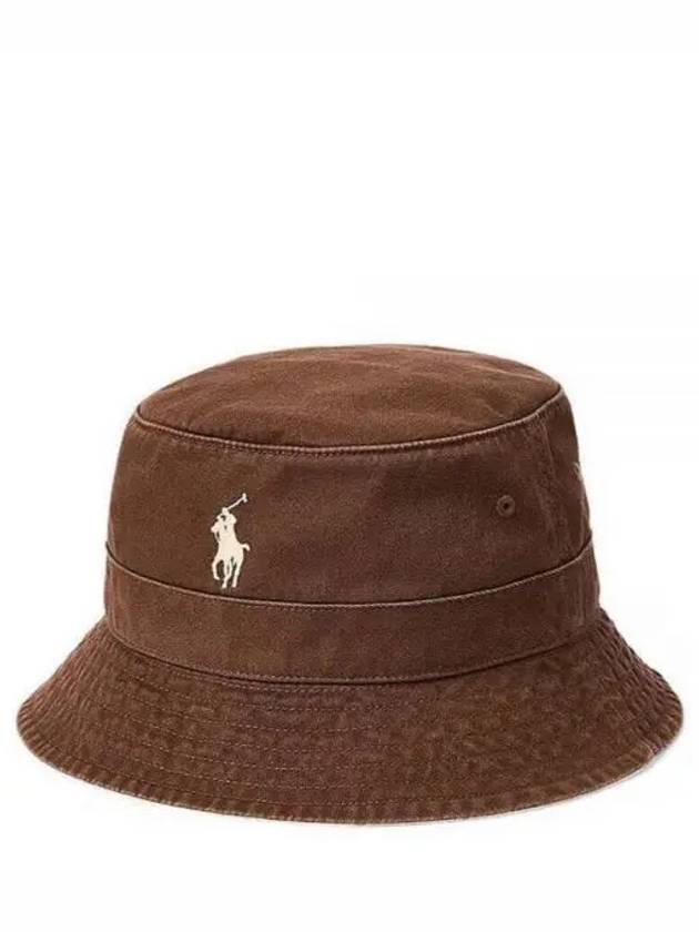 Embroidered Pony Bucket Hat Brown - POLO RALPH LAUREN - BALAAN 2