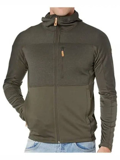 Men's Abisko Trail Fleece Zip-Up Hoodie Green Deep Forest - FJALL RAVEN - BALAAN 2