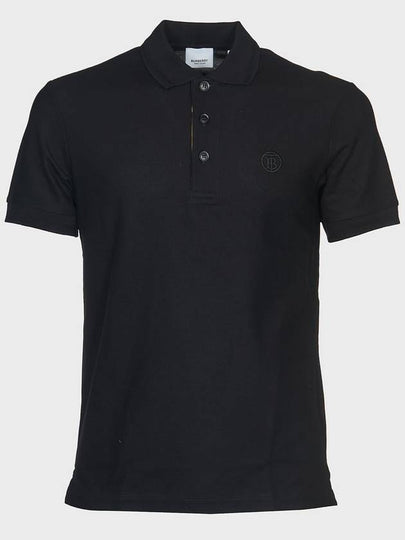 Men's Embroidered Logo Cotton Polo Shirt Black - BURBERRY - BALAAN 2